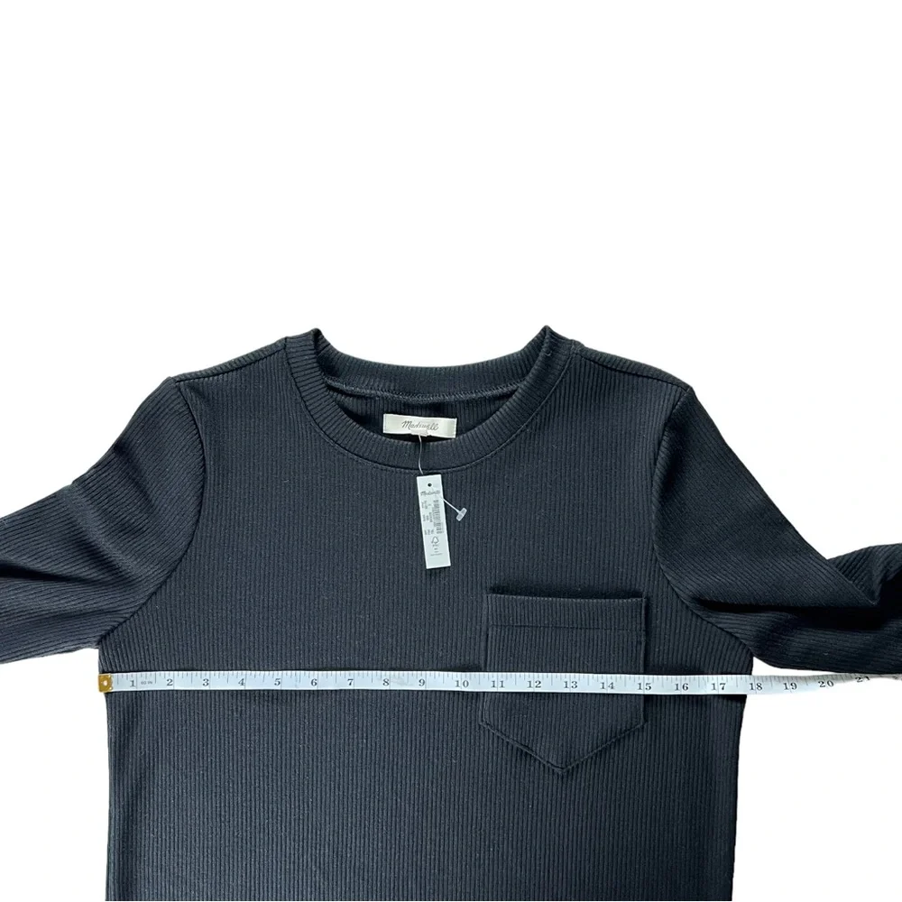 Madewell Long-Sleeve Pocket Tee Dress Size Small in Black